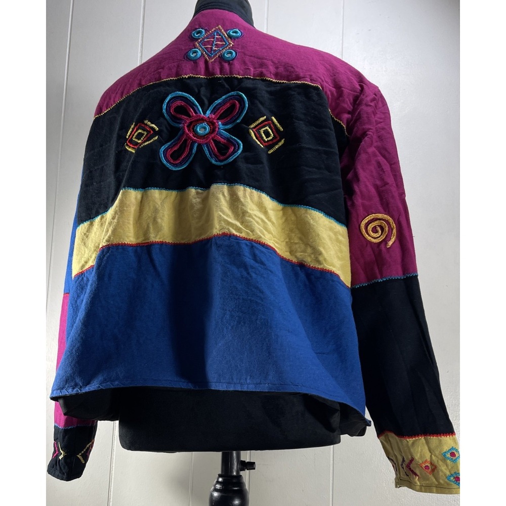 Abstract Patchwork Embroidered Jacket Women‎ Mult… - image 7